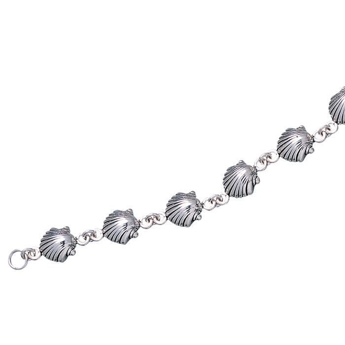 Seashell Sterling Silver Link Bracelet TBG442 - Bracelets