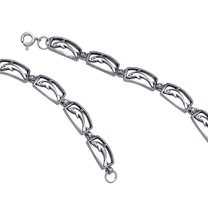 Dolphin Sterling Silver Link Bracelet TBG449 - Bracelets