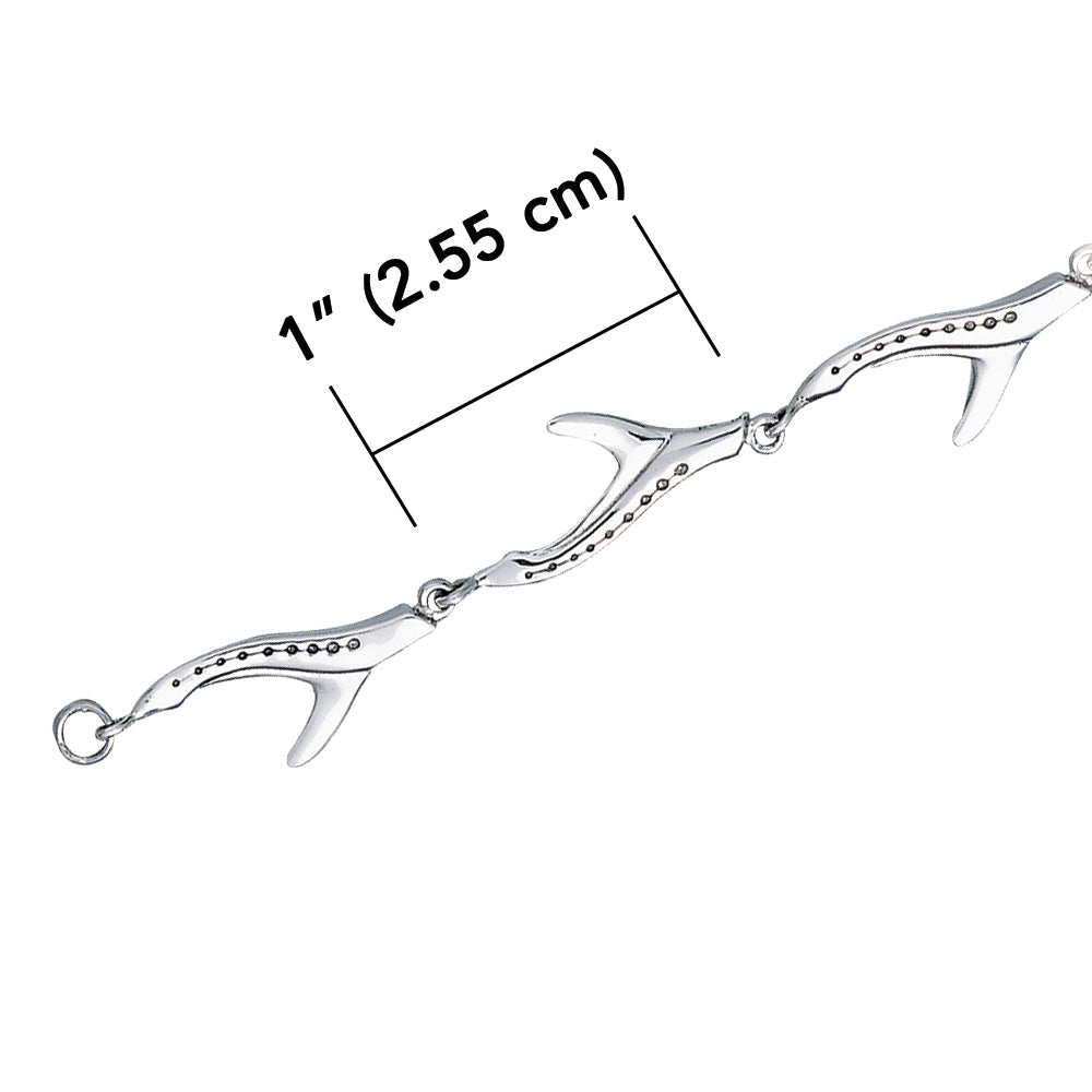 Shark Tail Sterling Silver Link Bracelet TBG575 - Bracelets