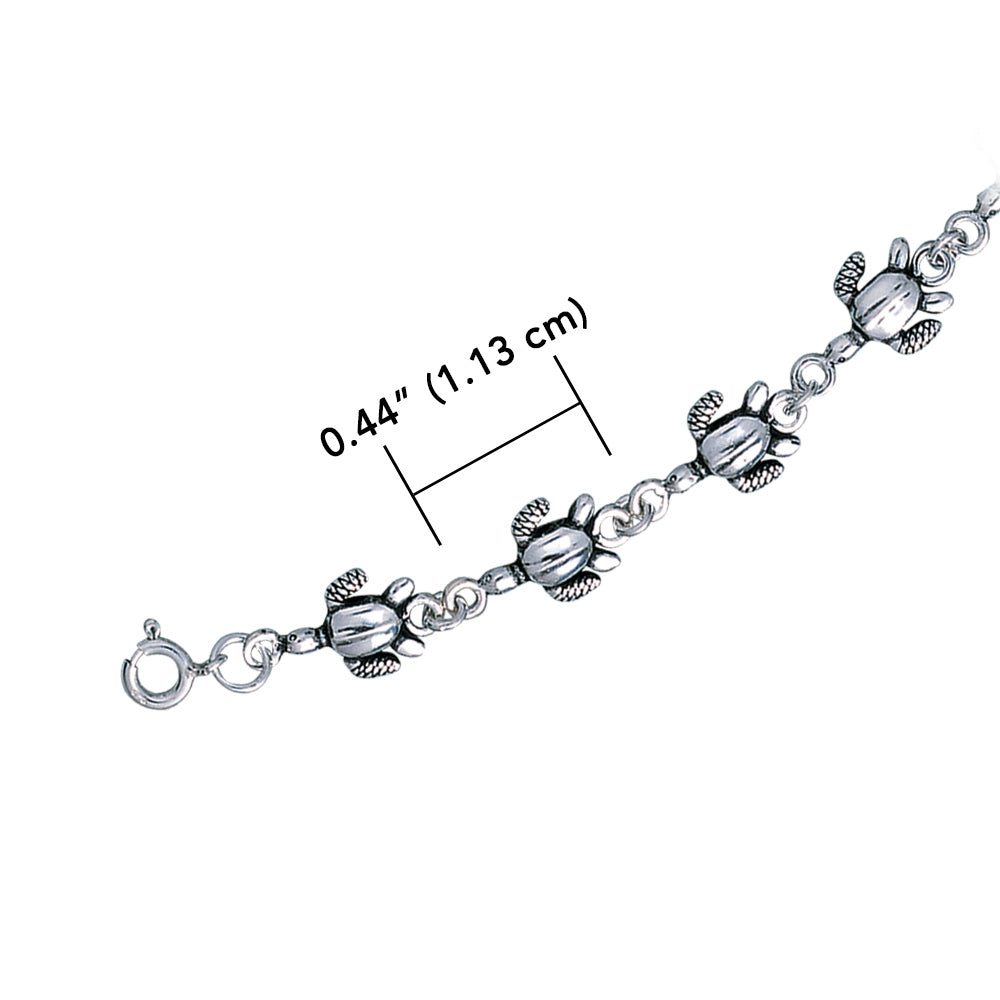 Sea Turtle Sterling Silver Link Bracelet TBG644 - Bracelets