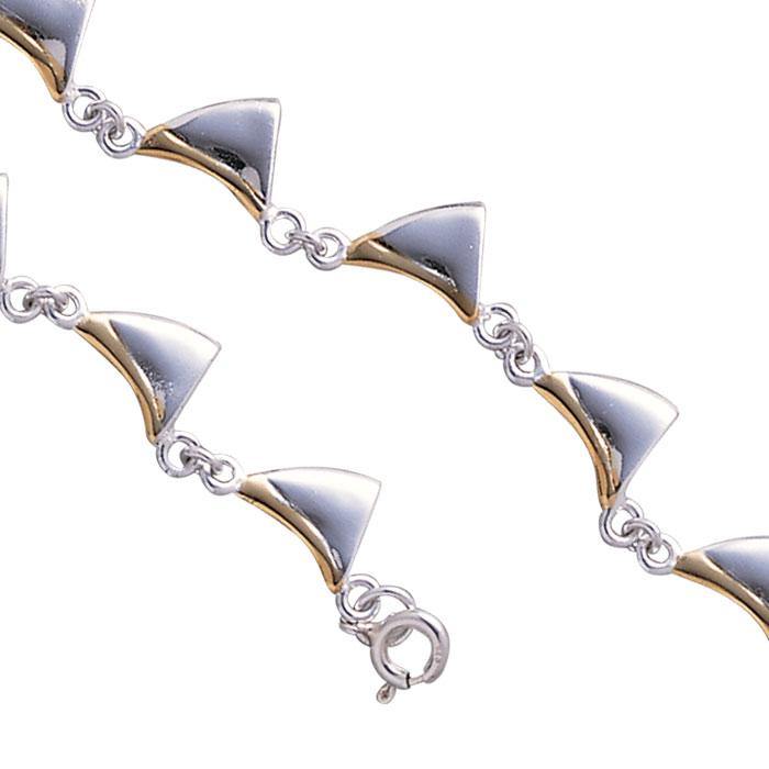 Shark Fin Silver and Gold Link Bracelet TBGV528 - Bracelets