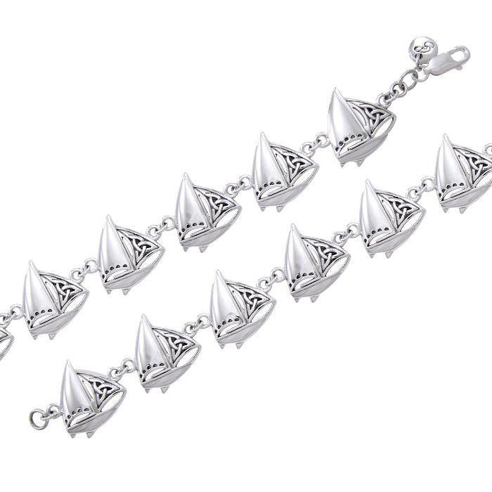 Sailboat Sterling Silver Link Bracelet TBL377 - Bracelets