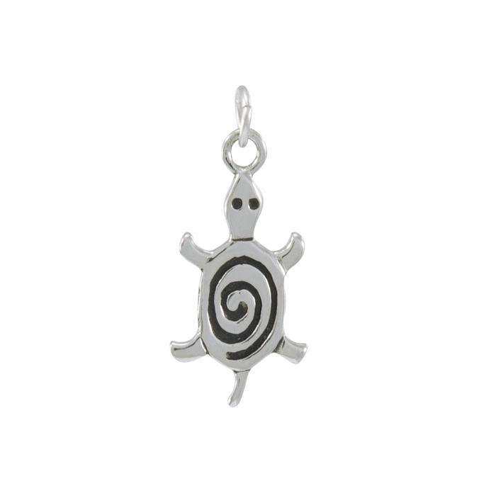 Turtle with Spiral Sterling Silver Charm TC359 - Charms