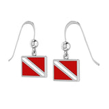 Divers Down Flag Sterling Silver Hook Earring TE2028 - Earrings
