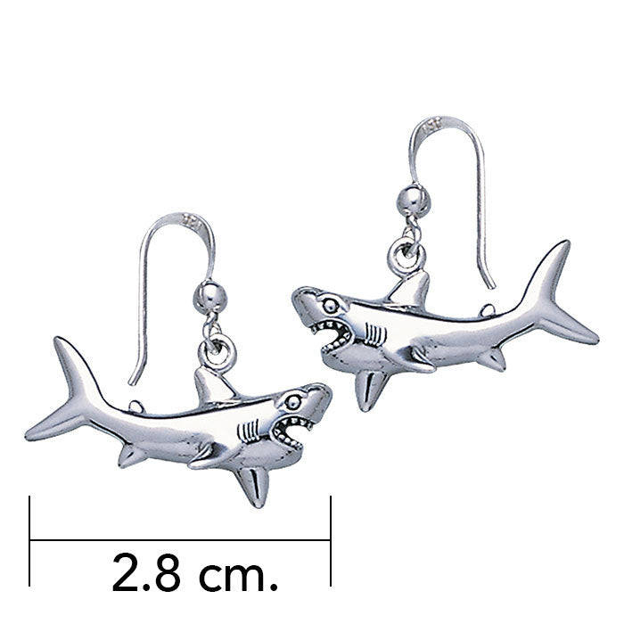 Great White Shark Sterling Silver Hook Earring TE2549