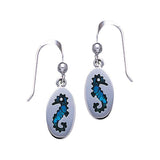 Inlaid Paua Sheel Seahorse Sterling Silver Hook Earring TE2553 - Earrings