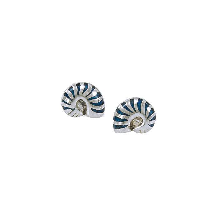 Nautilus Shell Sterling Silver Post Earring TE2792 - Earrings