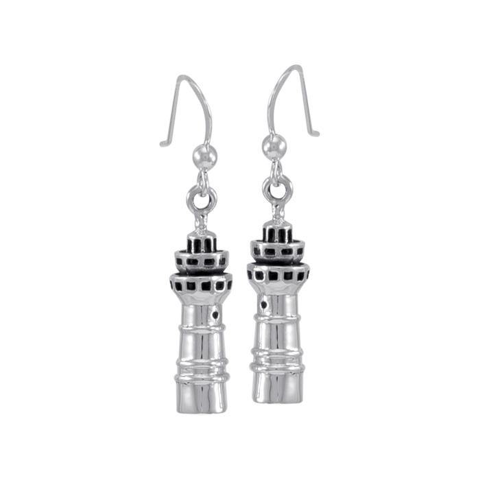 Three Tiered Lighthouse T Sterling Silver Hook Earring TE2823 - Earrings
