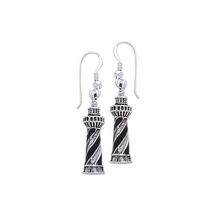 Cape Hatteras Lighthouse Ear T Sterling Silver Hook Earring TE2826 - Earrings