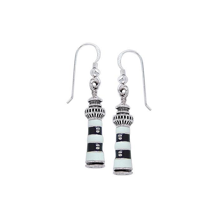 Bodie Island Lighthouse T Sterling Silver Hook Earring TE2833 - Earrings