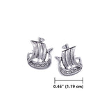 Nordic Ship Sterling Silver Post Earrings TE842