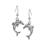 Dolphins Sterling Silver Hook Earring TE916 - Earrings