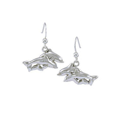 Mother & Baby Dolphins Sterling Silver Hook Earring TE952 - Earrings