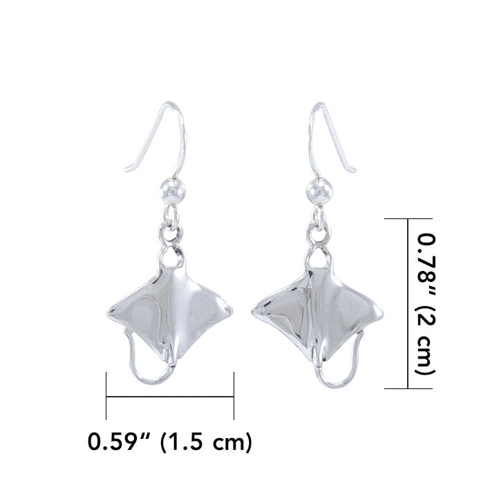 Manta Ray Sterling Silver Hook Earring TE963 - Earrings