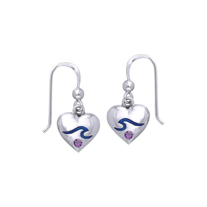 Wave On Heart Hook Earrings TER021 - Earrings