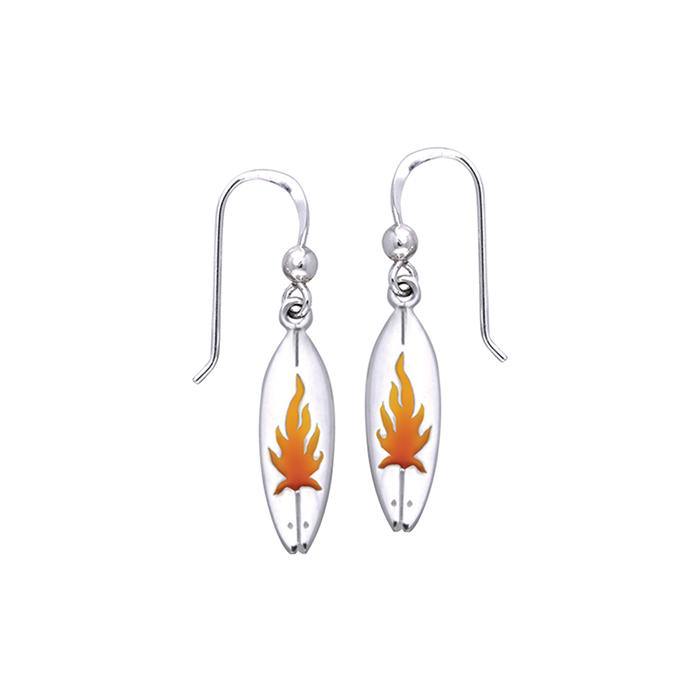 Fire On Surf Sterling Silver Hook Earring TER031 - Earrings