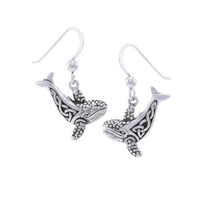 Celtic Humpback Whale Sterling Silver Hook Earring TER034 - Earrings