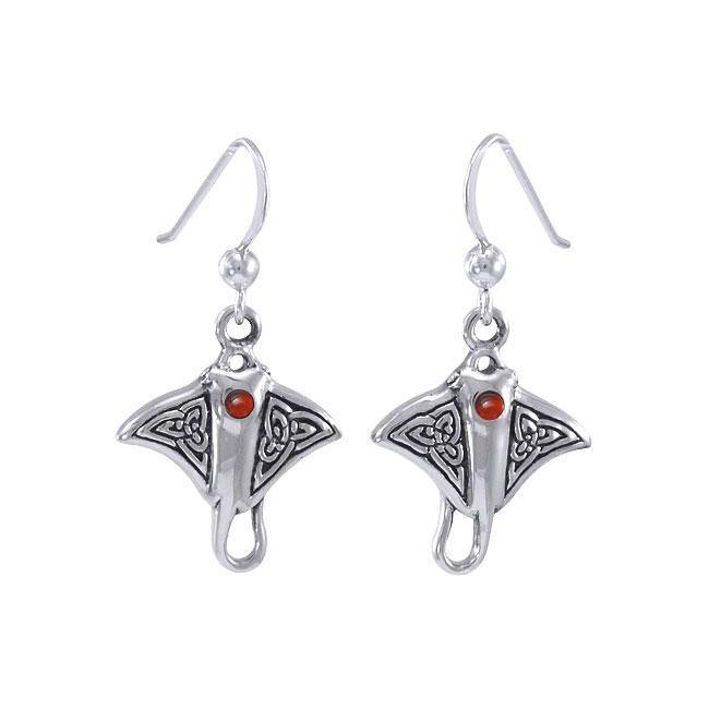 Celtic Manta Ray Sterling Silver Hook Earring TER037