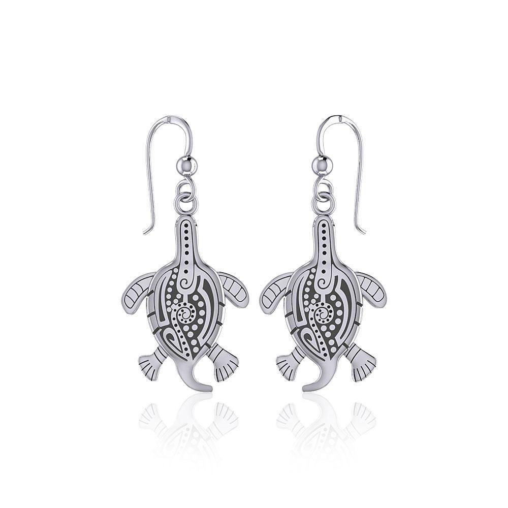 Aboriginal Turtle Silver Earrings TER1561 - Earrings