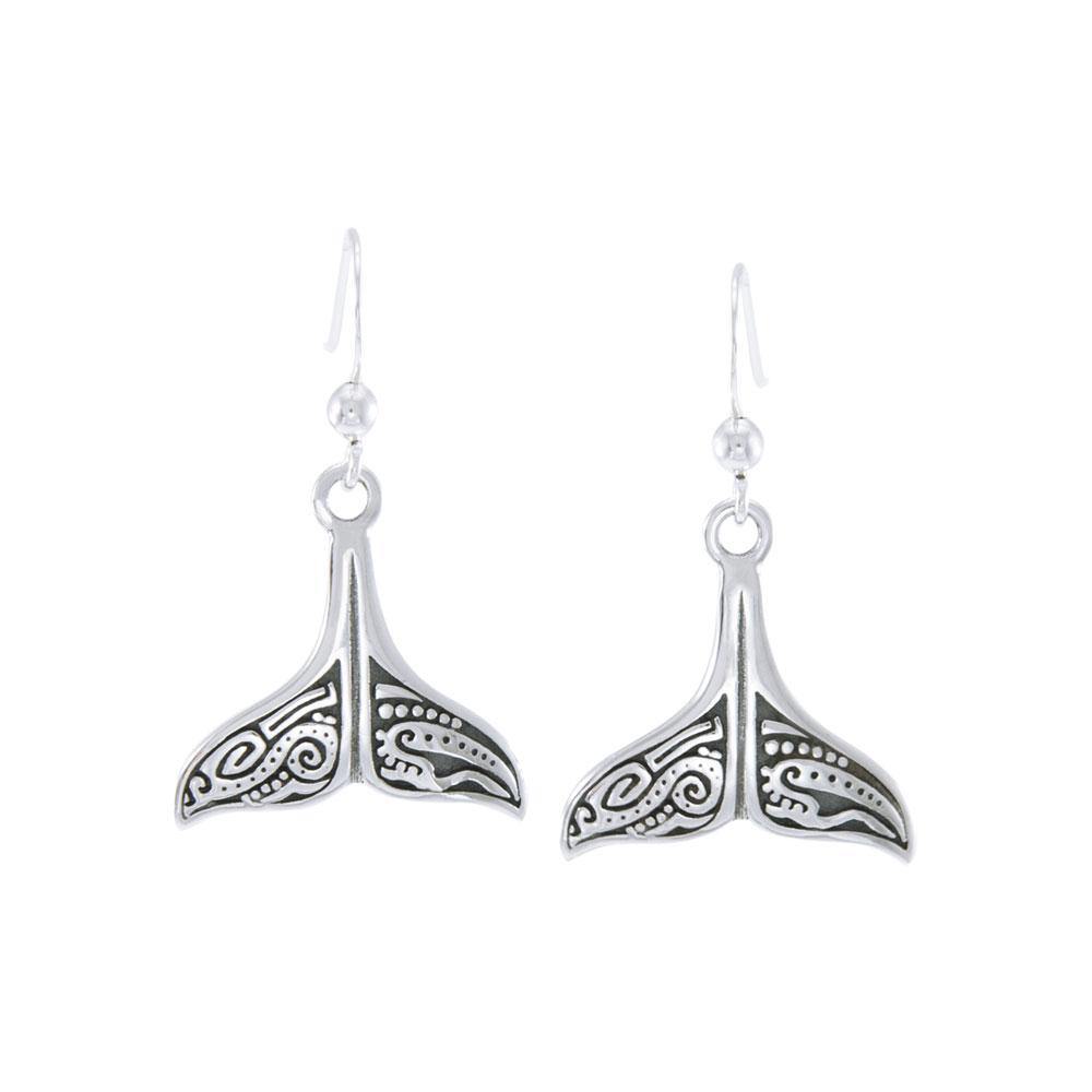Whale Tail Aboriginal Sterling Silver Earrings TER1610 - Earrings