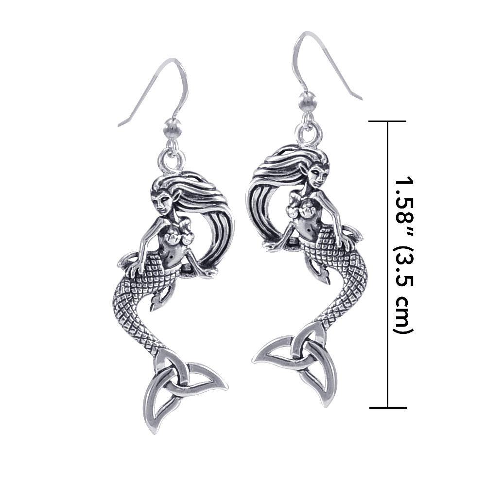 Mermaid Goddess with Trinity Knot Sterling Silver Earrings TER1662 - Earrings