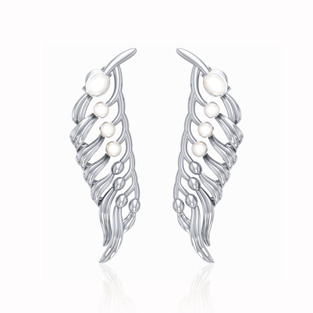 Giant Kelp Sterling Silver Earrings with Pearl TER1675 - Earrings