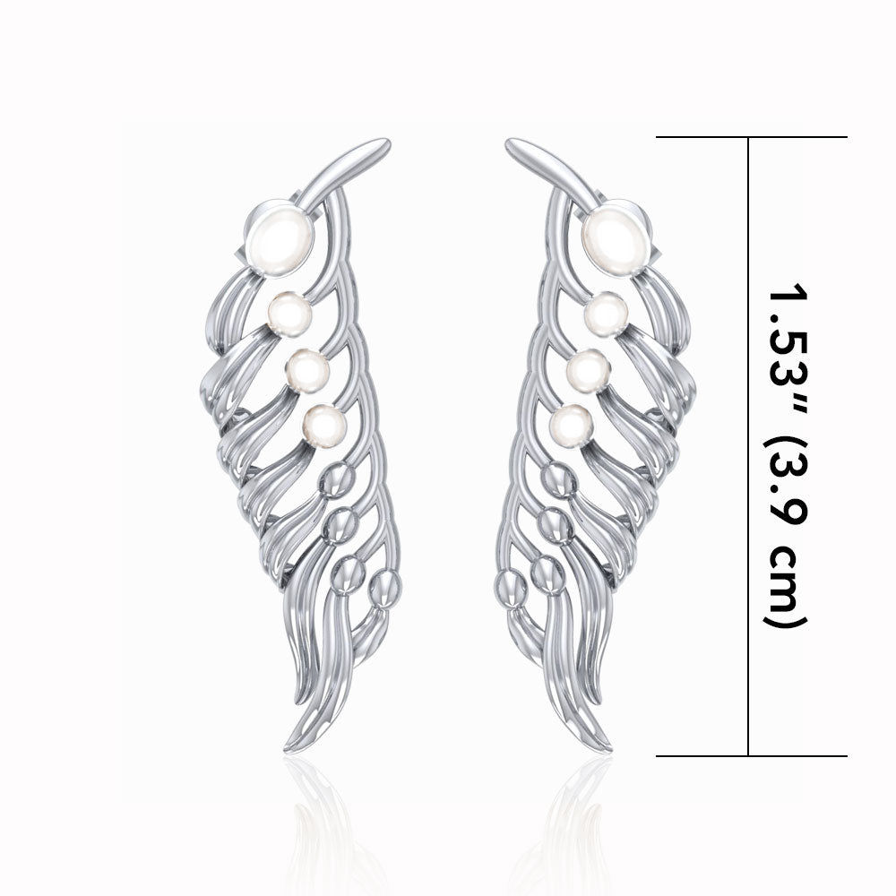 Giant Kelp Sterling Silver Earrings with Pearl TER1675 - Earrings