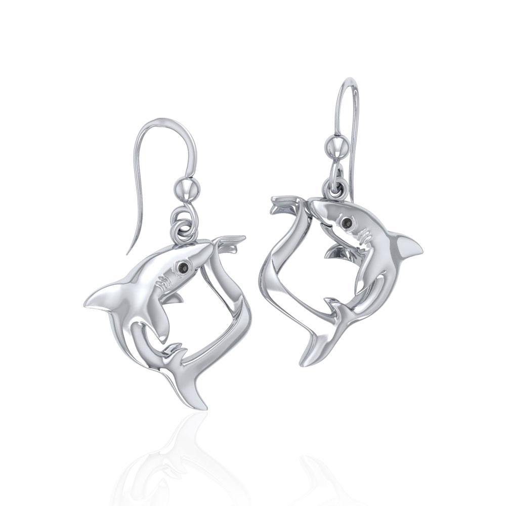 Big Eye Thresher Shark Sterling Silver With Gemstones Earrings TER1697 - Earrings