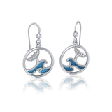 Sterling Silver Round Celtic Whale Tail Earrings with Enamel Wave TER1727 - Earrings