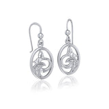 Sterling Silver Oval Whale Tail Earrings with Celtic Wave TER1728 - Earrings