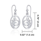Sterling Silver Oval Whale Tail Earrings with Celtic Wave TER1728 - Earrings
