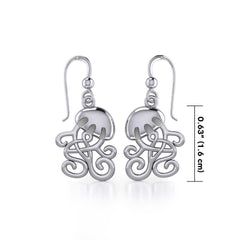 Box Jellyfish with Celtic Tail Silver Earrings TER1734 - Earrings