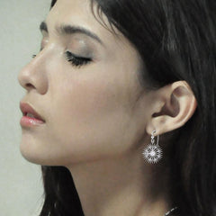 Wonderful Celtic Compass Rose Silver Earrings TER1765 - Earrings