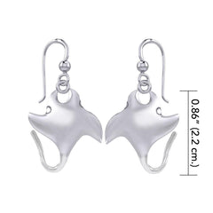 Small Manta Ray Silver Earrings TER1874 - Earrings
