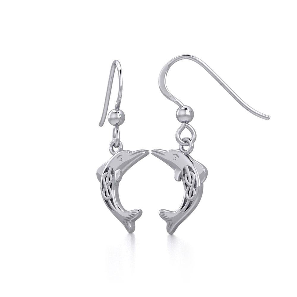 Celtic Joyful Dolphins Silver Earrings TER1924 - Earrings