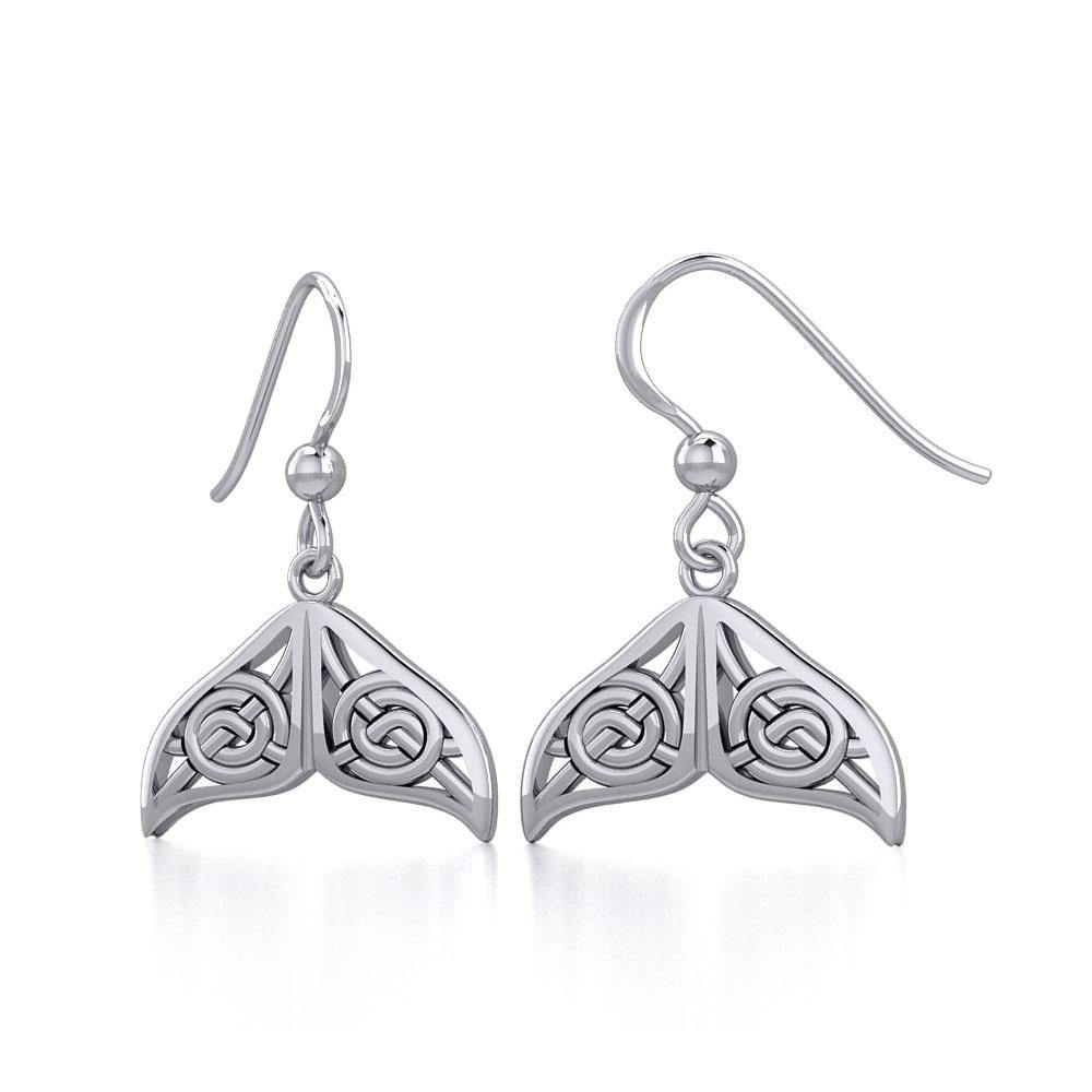 Celtic Knotwork Whale Tail Silver Earrings TER1929 - Earrings