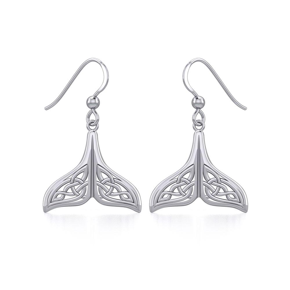 Celtic Knotwork Whale Tail Silver Earrings TER1936