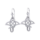 Manta Ray with Celtic Heart in the center Silver Earrings TER2165