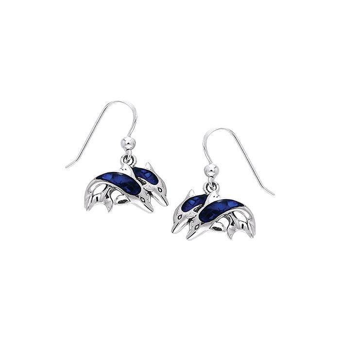 Twin Dolphins Sterling Silver Hook Earring TER228 - Earrings