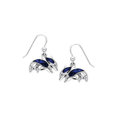 Twin Dolphins Sterling Silver Hook Earring TER228 - Earrings