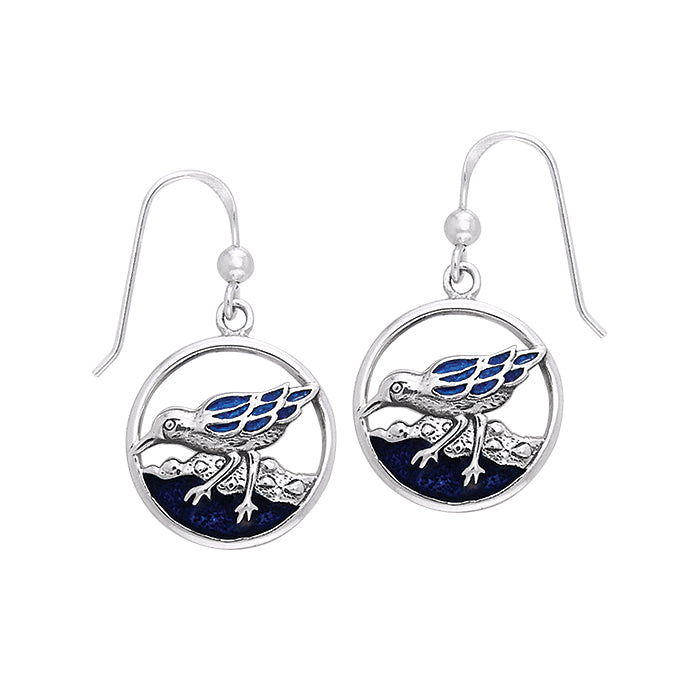 Sandpiper Seashore Bird Sterling Silver Hook Earring TER231 - Earrings