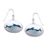 Dolphin And Waves Sterling Silver Hook Earring TER497 - Earrings