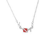 Diver Down Flag Sterling Silver Necklace TN192 - Necklaces