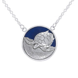 Sterling Silver Turtle with Navy blue Enamel Necklace by Ted Andrews TNC117 - Necklaces