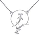 Double Hammerhead Shark Sterling Silver Necklace TNC434 - Necklace