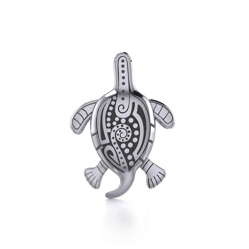 Aboriginal Turtle Silver Pendant TP2326 - Pendant