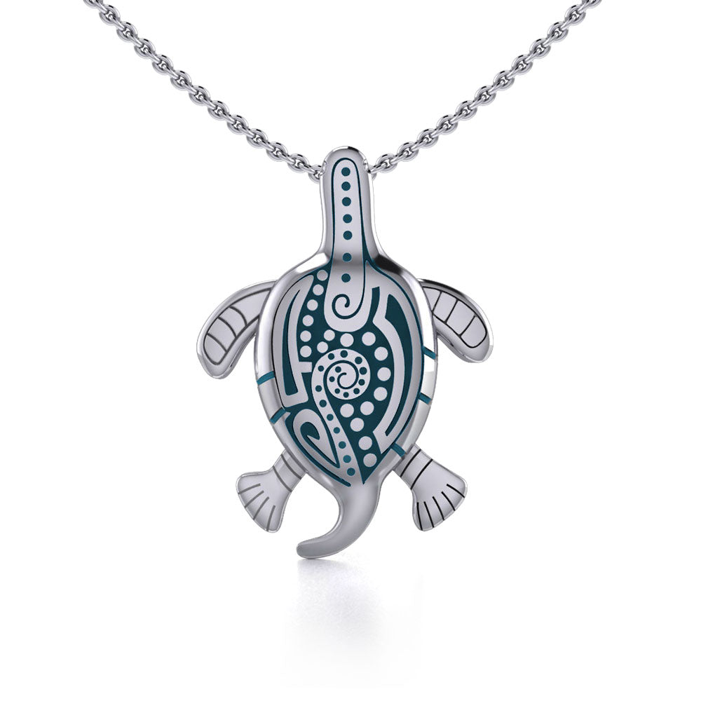 Aboriginal Turtle Silver Pendant TP2326