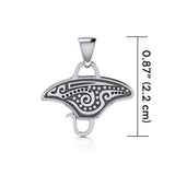 Aboriginal Inspired Manta Ray Sterling Silver Pendant TP2328 - Pendants