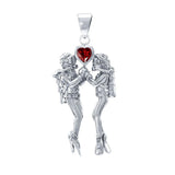 Gazing Dive Lovers Silver Pendant with Gemstone TP2685