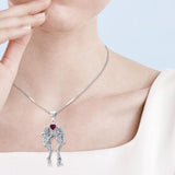 Gazing Dive Lovers Silver Pendant with Gemstone TP2685